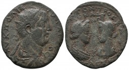 Cilicia.Valerian Æ of Seleucia ad Calycadnum, Cilicia. AD 253-260. Radiate, draped and cuirassed bust right / Confronted busts of Apollo and Tyche. SN...