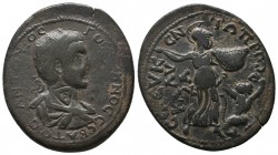 CILICIA. Seleucia ad Calycadnus. Gordian III, 238-244. Tetrassarion Orichalcum, ANTΩNIOC ΓOPΔIANOC CЄBATOC (sic!) Radiate, draped and cuirassed bust o...