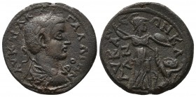 CILICIA, Seleucia ad Calycadnum. Gallienus. AD 253-268. Æ Laureate, draped, and cuirassed bust right / Athena advancing right, brandishing spear and s...