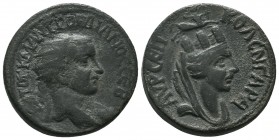 Gordian III Pius (AD 238-244). AE, Singara
Obv. AVTOK K M ANT ΓΟΡΔIANOC CEB, Laureate, draped and cuirassed bust to right.
Rev. AVP CEΠ KOΛ CINΓAΡA, T...