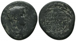SELEUCIS & PIERIA. Antioch. Tiberius (14-37). Ae Semis. Q. Caecelius Metellus Creticus Silanus, legatus. Dated RY 1 and 45 of the Actian Era (14).
Obv...
