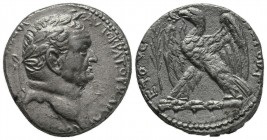 SELEUCIS and PIERIA, Antioch. Vespasian. AD 69-79. AR Tetradrachm. Dated RY 1 (AD 69). AVTOKPA OVЄCΠACIANOC KAICAP CЄBACTOC, laureate head right / ЄTO...