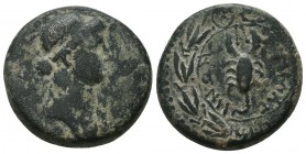 KINGS OF COMMAGENE. Iotape (38-72). Ae Oktachalkon. Commagene.
Obv: ΒΑCΙΛΙCCΑ ΙΩΤΑΠΗ ΦΙΛΑΔΕΛΦΟC.
Diademed and draped bust right.
Rev: KOMMAΓHNΩN.
Scor...