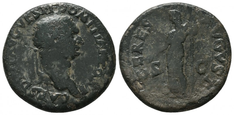 DOMITIAN (81-96). Dupondius. Rome.
Obv: CAESAR AVG F DOMITIAN COS V.
Laureate an...