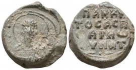 Byzantine lead seal of Pancratios 
protospatharios and hypatos
(ca 12th cent.)
Obverse: Bust of an uncertain bishop saint, facial, nimbate, in prelate...