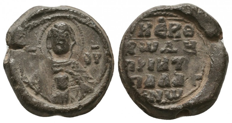 Byzantine lead seal of Patrikios palatinos
(ca 12th cent.)
Obverse: Bust of the ...