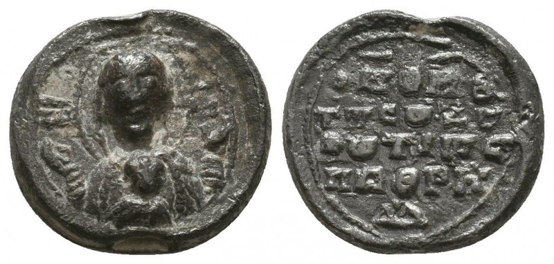 Byzantine lead seal of Photios spatharokandidatos
(ca 12th cent.)
Obverse: Bust ...