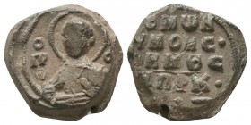Byzantine lead seal of Moses patrikios,
with the rare depiction of prophet Moses
(ca 11th cent.)
Obverse: Bust of saint prophet Moses, facial, nimbate...