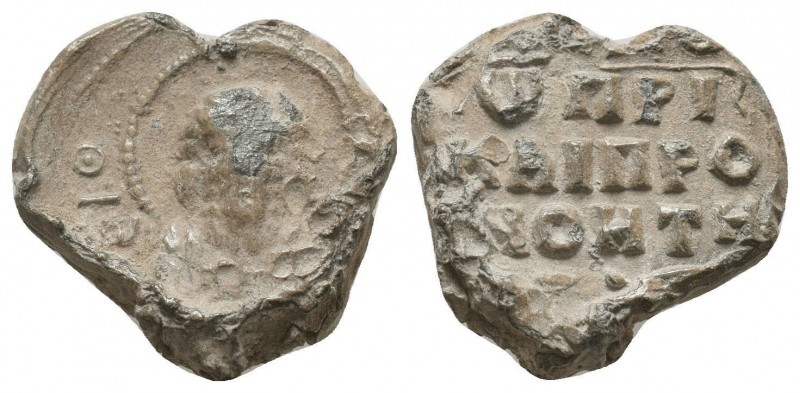 Byzantine lead seal of John patrikios and proedros
(11th cent.)
Obverse: Bust of...