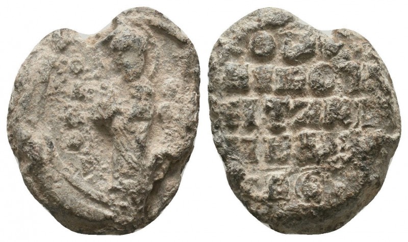 Byzantine lead seal of Thomas (?) officer 
(11th cent.
Obverse: Saint Basileios ...