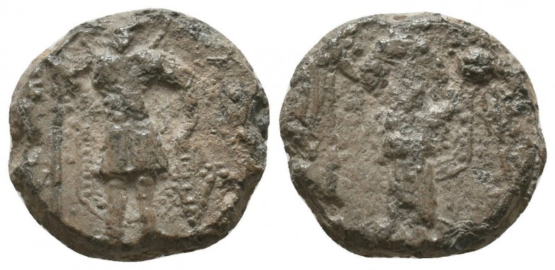 Byzantine anonymous iconographic lead seal 
(ca 11th cent.)

Obverse: Uncertain ...