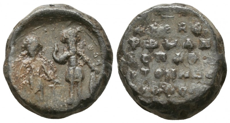 663. Byzantine lead seal of Romanos 
protospatharios and vestis
(ca 11th cent.)
...