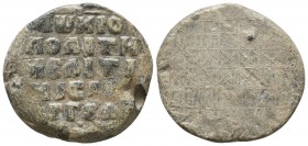 Byzantine lead seal of John metropolitan of Melitine
(ca 12th cent.)

Obverse: Inscription in 5 lines, ΙΩ,ΜΡΟ/ΠΟΛΙΤΗ/ΜΕΛΙΤΙ/ΝΙCS.../..ΓSA = Ἰωάννῃ μητ...