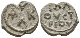Byzantine lead seal of Loukas illoustrios
 (7th cent.) 
Obverse: Four letters in cruciform type, resolved as ΛΟΥΚΑ (of Loukas, the owner of the seal),...