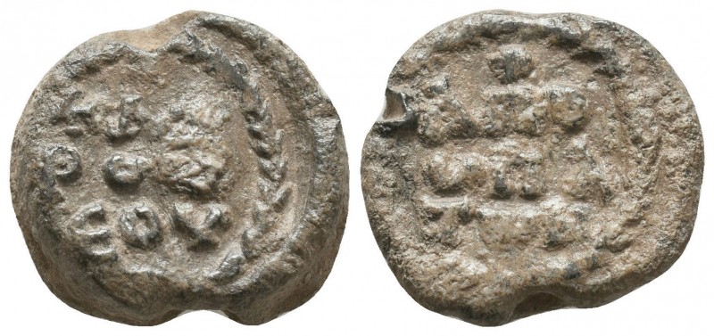 Byzantine lead seal of Dorotheos honorary consul
 (7th cent.)
Obverse: Inscripti...