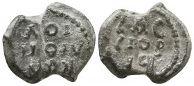 Byzantine lead seal of Leontios patrikios
 (end of 7th cent.)
 
Obverse: Inscription in 3 lines, +ΘΕΟΤ/ΟΚΕΒ/ΟΗΘΗ (Mother of God, help), no visible bor...
