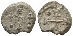 Byzantine lead seal of Nektarios officer
 (6th/7th cent.)
Obverse: Cruciform monogram, resolved most probably as ΝΕΚΤΑΡΙΟΥ (of Nektarios, owner of the...
