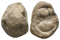 Uncertain roman conical lead seal 
 (2nd/3rd cent. AD)

Condition: Very Fine


Weight: 10,2 gram
Diameter: 18,6 mm