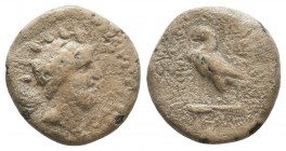 Greek or Roman lead coin

Obverse: Crowned head to right, circular inscription.

Reverse: Eagle to left, standing on a pavement.


Condition: Very Fin...