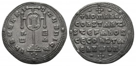 Constantine VII Porphyrogenitus, with Romanus I, Stephen, and Constantine , 913-959. Miliaresion. Constantinople, 931-944. IhSUS XRISTUS NICA Cross po...