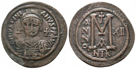 Byzantine Empire, Justinian I (527-565) AE follis

Condition: Very Fine

Weight: 16,3 gram
Diameter: 43,3 mm