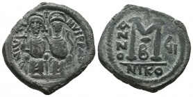 Justin II , with Sophia (565-578 AD). AE Follis 

Condition: Very Fine


Weight: 16,5 gram
Diameter: 31,2 mm