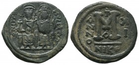 Justin II , with Sophia (565-578 AD). AE Follis 

Condition: Very Fine


Weight: 15,8 gram
Diameter: 31,4 mm