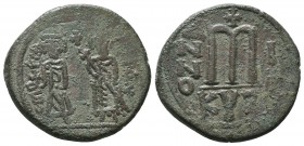Phocas with Leontia (602-610 AD). AE Follis 

Condition: Very Fine


Weight: 12,3 gram
Diameter: 29,7 mm