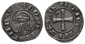 CRUSADERS, Antioch. Bohémond III. 1163-1201. AR Denier. Class A. Struck circa 1163-1188. + BOAMVИDVS, helmeted and mailed head right, cross on helmet;...