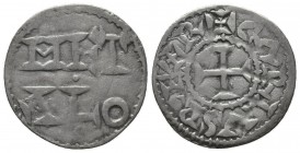 CAROLINGIANS. Charles le Simple (the Simple). As Charles IV, King of West Francia, 898-922. AR Denier. Metallum (Melle) mint. + CΛRLV(retrograde S) RE...