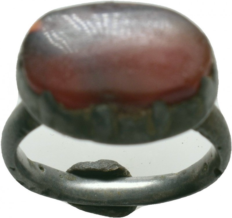 Large Ancient Silver Ring with a Large Red Stone inlaid on Bezel,

Condition: Ve...