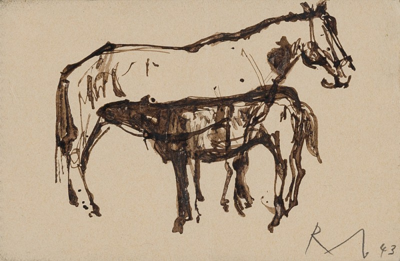 Mumprecht, Rudolf (Schweiz, *1918) «Pferd mit Fohlen» 1943 

 Mumprecht, Rudol...