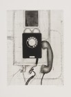 Schweizer, Hans (Schweiz, *1942) «Das Telephon» 1971-1975 

 Schweizer, Hans 
 Herisau *1942

 «Das Telephon». 1971-1975. 
 
Aquatinta auf Bütt...