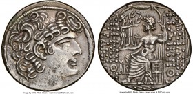 SELEUCID KINGDOM. Philip I Philadelphus (ca. 95/4-76/5 BC). Aulus Gabinius, as Proconsul (57-55 BC). AR tetradrachm (26mm, 15.17 gm, 12h). NGC AU, scr...