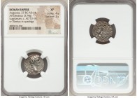 Augustus (27 BC-AD 14). AR denarius (18mm, 3.74 gm, 4h). NGC XF 4/5 - 3/5. Lugdunum, AD 13-14. CAESAR AVGVSTVS-DIVI F PATER PATRIAE, laureate head of ...