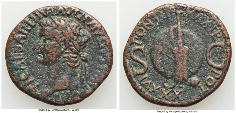 Tiberius (AD 14-37). AE as (27mm, 9.92 gm, 7h). VF. Rome, AD 34-35. TI CAESAR DI...