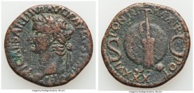 Tiberius (AD 14-37). AE as (27mm, 9.92 gm, 7h). VF. Rome, AD 34-35. TI CAESAR DIVI AVG F AVGVST IMP VIII, laureate head of Tiberius left / PONTIF-MAX ...