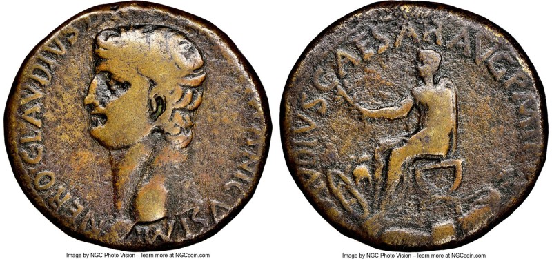 Nero Claudius Drusus (died 9 BC). AE sestertius (35mm, 22.07 gm, 6h). NGC Fine 4...
