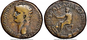 Nero Claudius Drusus (died 9 BC). AE sestertius (35mm, 22.07 gm, 6h). NGC Fine 4/5 - 2/5, scratches. Rome, ca. AD 41-42. NERO•CLAVDIVS•DRVSVS•GERMANIC...