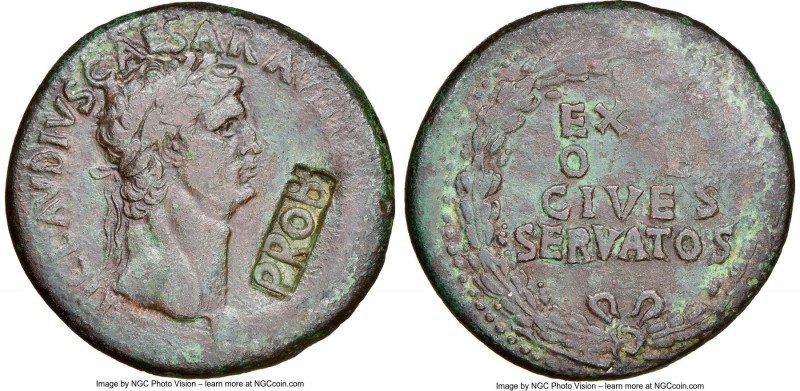 Claudius I (AD 41-54). AE sestertius (35mm, 24.95 gm, 7h). NGC VF 5/5 - 2/5, cou...