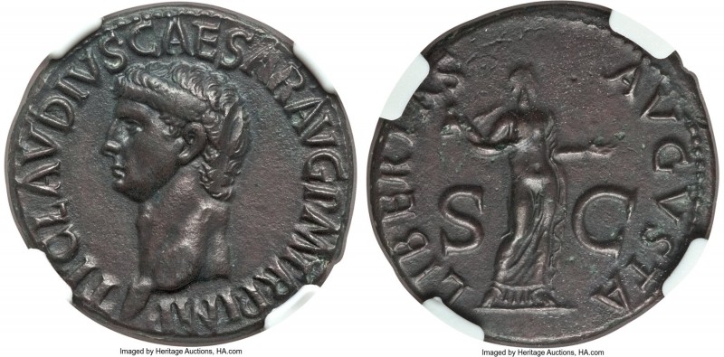 Claudius I (AD 41-54). AE as (29mm, 10.43 gm, 7h). NGC XF 5/5 - 4/5, Fine Style,...
