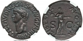 Claudius I (AD 41-54). AE as (29mm, 10.43 gm, 7h). NGC XF 5/5 - 4/5, Fine Style, scuff. Rome, AD 41-50. TI•CLAVDIVS•CAESAR•AVG•P•M•TR•P•IMP, bare head...