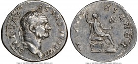 Vespasian (AD 69-79). AR denarius (20mm, 3.41 gm, 12h). NGC Choice XF. Rome, AD 73. IMP CAES VESP-AVG CENS, laureate head of Vespasian right / PONTIF-...