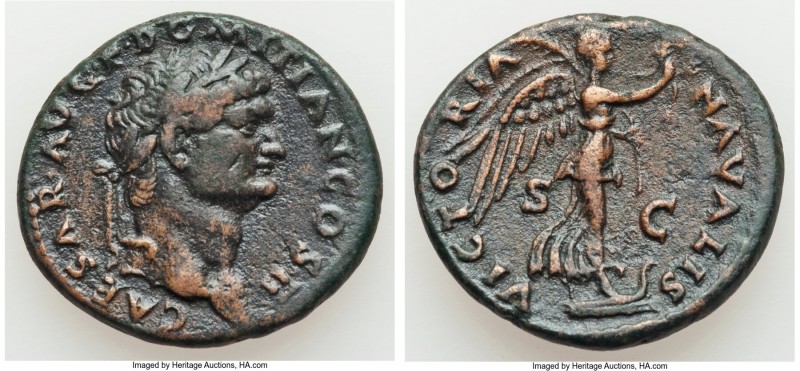 Domitian, as Caesar (AD 81-96). AE as (27mm, 9.53 gm, 6h). VF. Rome, AD 73. CAES...