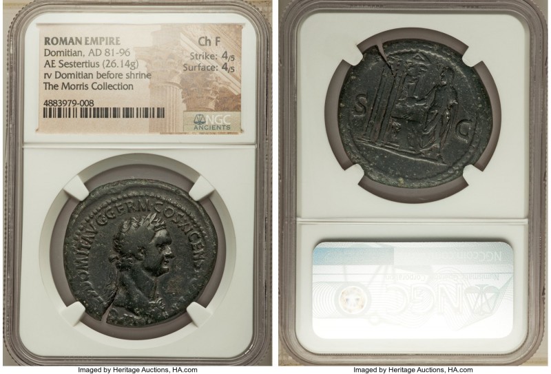 Domitian, as Augustus (AD 81-96). AE sestertius (35mm, 26.14 gm, 7h). NGC Choice...