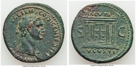Domitian, as Augustus (AD 81-96). AE as (28mm, 10.51 gm, 6h). Fine. Rome, AD 85. IMP CAES DOMIT AVG GERM-COS XI CENS POT P P, laureate bust of Domitia...