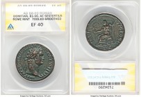 Domitian, as Augustus (AD 81-96). AE sestertius (33mm, 21.99 gm, 6h). ANACS XF40, tooled, smoothed. Rome, AD 90-91. IMP CAES DOMIT AVG GERM-COS XV CEN...