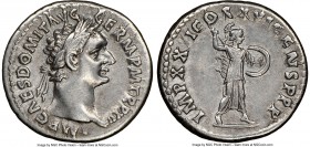 Domitian, as Augustus (AD 81-96). AR denarius (19mm, 3.71 gm, 6h). NGC Choice XF, brushed. Rome, AD 92-93. IMP CAES DOMIT AVG-GERM P M TR P XII, laure...