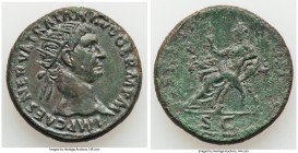 Trajan (AD 98-117). AE dupondius (28mm, 12.25 gm, 6h). Choice XF, smoothed, tooled. Rome, AD 98-99. IMP CAES NERVA TRAIAN AVG GERM P M, radiate head o...