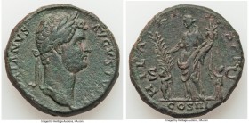 Hadrian (AD 117-138). AE sestertius (31mm, 25.29 gm, 6h). VF, smoothing. Rome, AD 134-138. HADRIANVS-AVGVSTVS P P, laureate head of Hadrian right / HI...